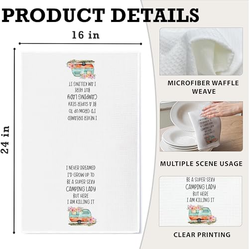 Waffle Weave Camping Kitchen Towels 16x24 - Sassy Design