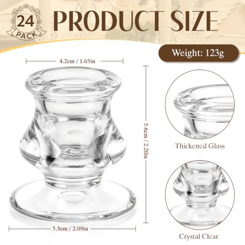 24 Pack Clear Glass Candle Holders Taper Candle Display for Weddings & Events - Variation of THIS listing