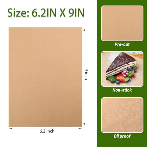 WMKGG 100 PCS Precut Parchment Paper Sheets, 6.2" x 9" Non-Stick Baking