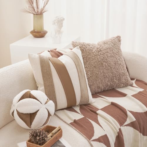 Avigers 18x18 Inch Dark Brown Geometric Throw Pillow Cover