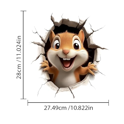 3D Squirrel Toilet Seat Decal - Funny Waterproof Vinyl Bathroom Wall Sticker