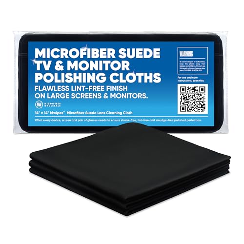 Black 14x14 Microfiber Screen Cleaning Cloths 3-Pack for Large TVs & Monitors