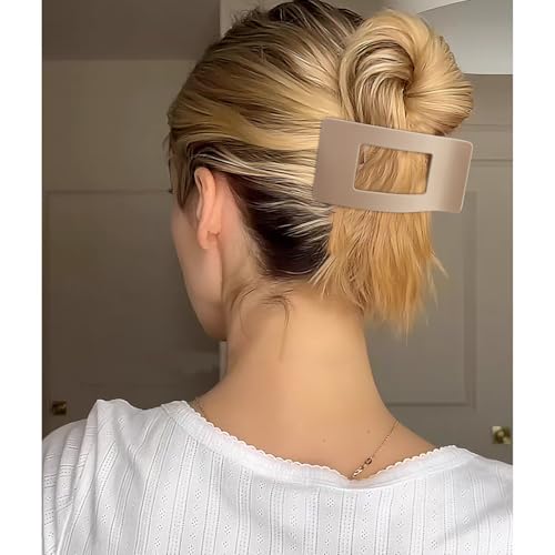VELSCRUN Flat Hair Clips for Women, 8 Pcs Lay Flat Claw Clips Brown