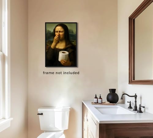 Mona Lisa Bathroom Wall Art - Humorous 8x10 Unframed Decor