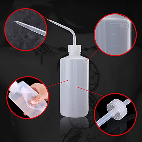 500ml Tattoo Wash Bottle Set - 2 Pack Squeeze Bottles, White