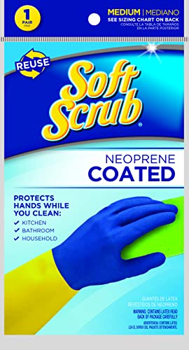 Reusable Neoprene Coated Latex Household Gloves by Soft Scrub