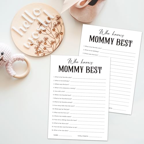 Guess Who Mommy or Daddy Baby Shower Game Cards - 30 Pack Minimalist