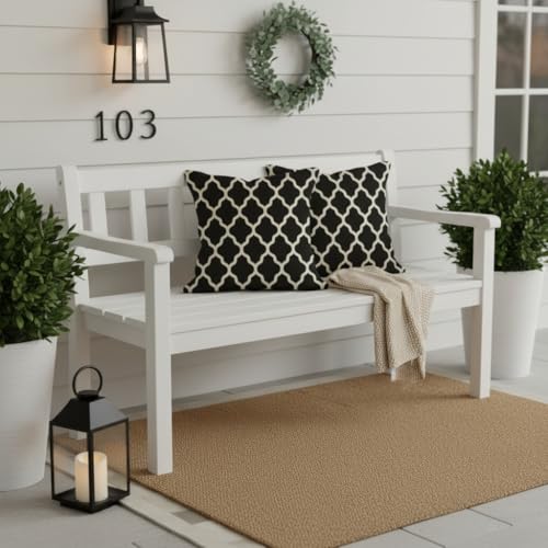 PANDICORN Black Trellis Outdoor Throw Pillow Covers Set of 2 18x18 Inches