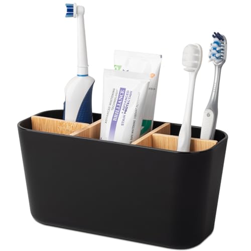 Black Electric Toothbrush and Toothpaste Organizer - 7.5" x 3.0"