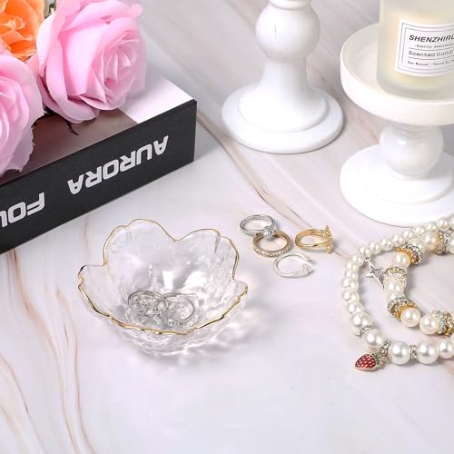 Ouligay Flower Jewelry Ring Dish - Elegant Glass Trinket Tray