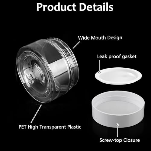 Accmor 1 oz Clear Plastic Cosmetic Jars Travel Containers with Lids 4 Pack