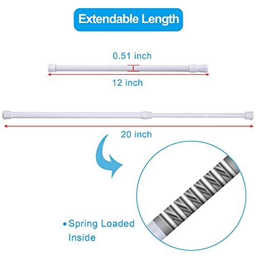 SIQUK 6-Pack Adjustable Tension Rods, 12-20 Inches, White