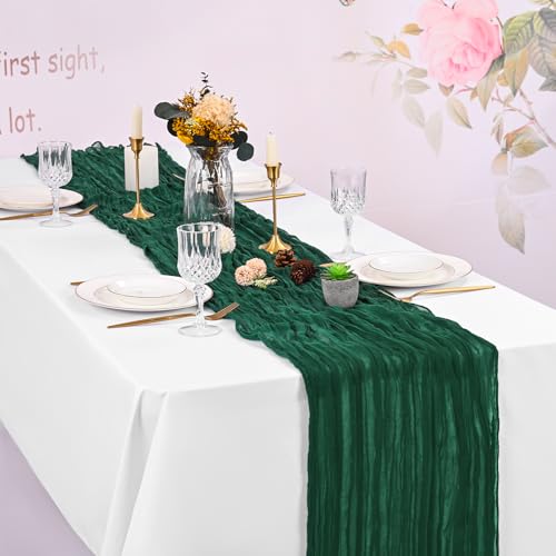 Emerald Green Cheesecloth Table Runner 16 Pack 20x120in Rustic Wedding Decor