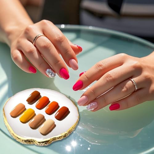 Resin Nail Art Palette Color Mixing Tray with Gilded Edge White