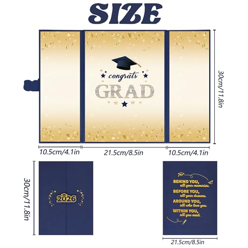 2026 Graduation Guest Book Alternative - Unique Blue Gold Design