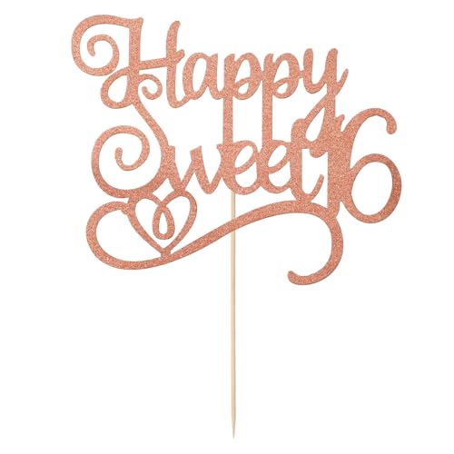 Happy Sweet 16 Cake Topper - Glitter 16th Birthday Decoration