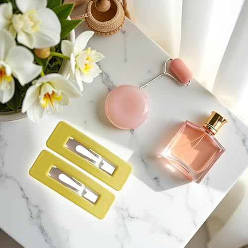 DPWOUM 4Pcs Yellow Matte Square Hair Clips for Women and Girls