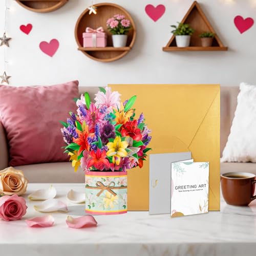 Pop Up Bouquet Card - 3D Flower Card with Envelope for All Occasions