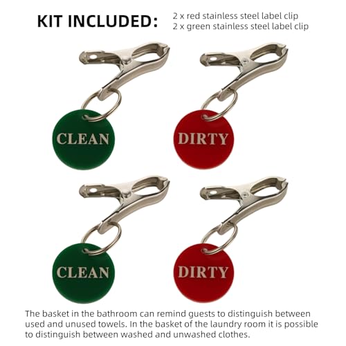 Clean & Dirty Laundry Basket Clip Signs - Green & Red 2-Piece Set