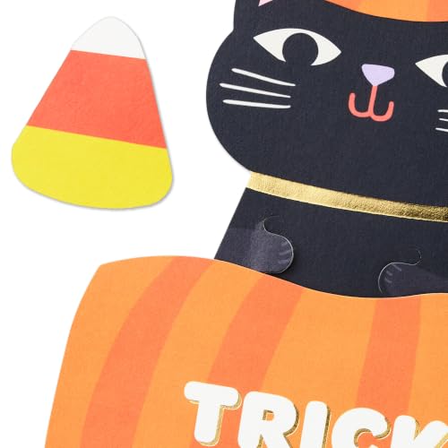 Hallmark Halloween Pop-Up Card - Black Cat & Candy Corn Pumpkin