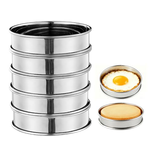 4-Inch Stainless Steel Crumpet Rings - Non-Stick English Muffin & Egg Molds