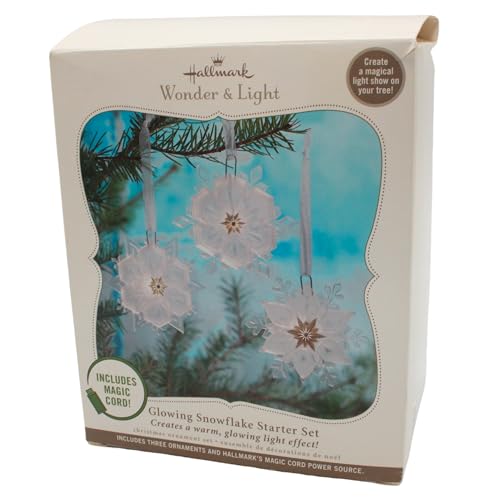 Hallmark Glowing Snowflake Christmas Ornament Set with Light Cord