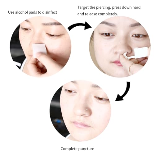 YINPAD Disposable Safe Nose Piercing Gun Kit with Built-In Stud and Pad (Golden Black)