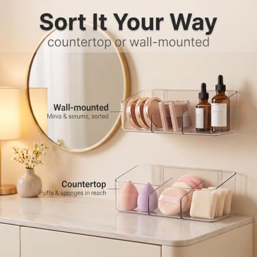 JessLab 3 Compartment Clear Acrylic Cabinet Door Organizer Bin