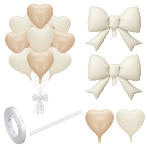 Elegant Cream Heart Balloon Set - 12-Piece for Weddings & Parties