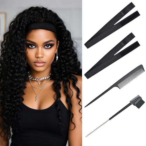 YTBYT Wig Melt Bands & Elastic Bands with Edge Brush and Rat Tail Comb