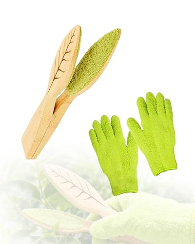 3-Piece Plant Leaf Cleaning Set with Microfiber Tongs & Gloves