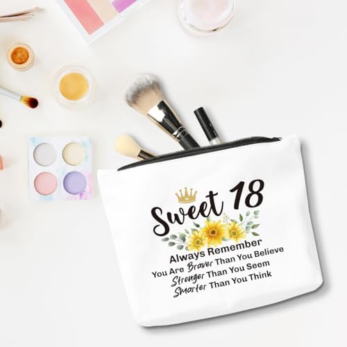 18th Birthday Makeup Bag for Girls - Funny Cotton Cosmetic Pouch