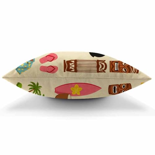 Hawaiian Symbols Throw Pillow Cover 18x18in Tiki Dancer & Totem Decor