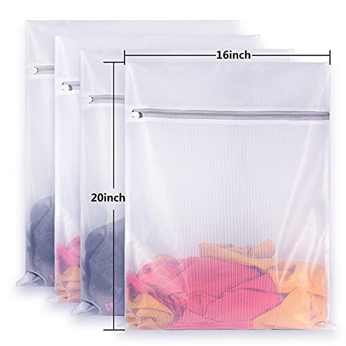 SUERIV 4-Pack Mesh Laundry Bags for Delicates - 16 x 20 Inch Wash Bags