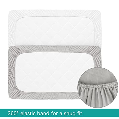 Biloban Muslin Crib Sheets 2 Pack - Grey & White Fitted for Standard Cribs