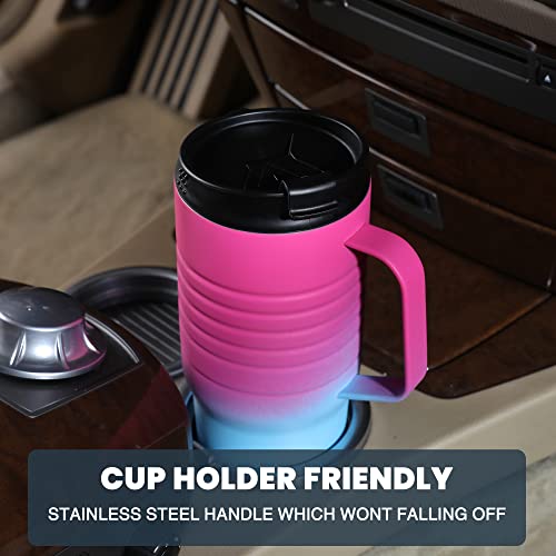 24 oz Travel Mug with Handle - Stainless Steel Vacuum Insulated Coffee Cup, Leakproof Lid, BPA-Free, Sorbet