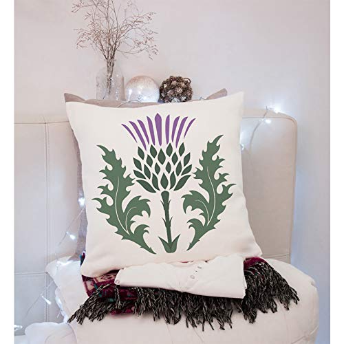 18x18 Green Blossom Thistle Cotton Linen Throw Pillow Cover - VERSUSWOLF