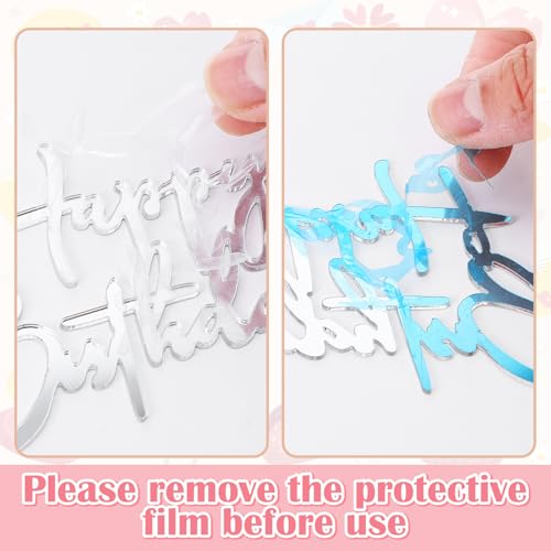 Silver 6Pcs Acrylic Happy Birthday Cake Toppers Set