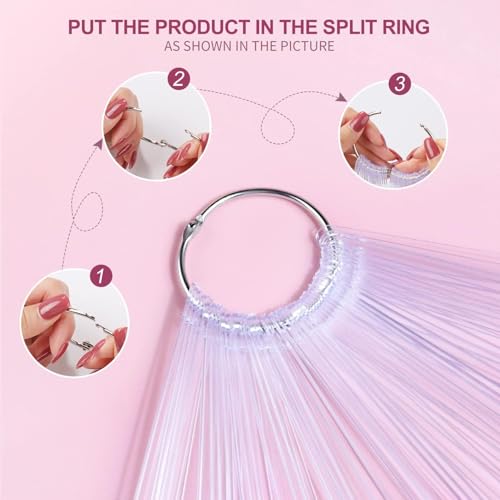 Nail Color Swatch Sticks 50PCS Clear Fan Display Tips With Ring