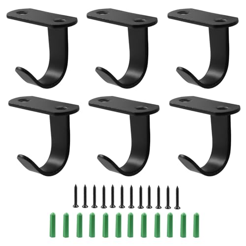Piutouyar 6 Pack Matte Black Ceiling Hooks - Heavy Duty Stainless Steel Hangers