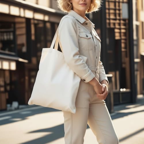 MOLOVA 14x16-Inch Reusable Canvas Tote Bags - 1 Pack