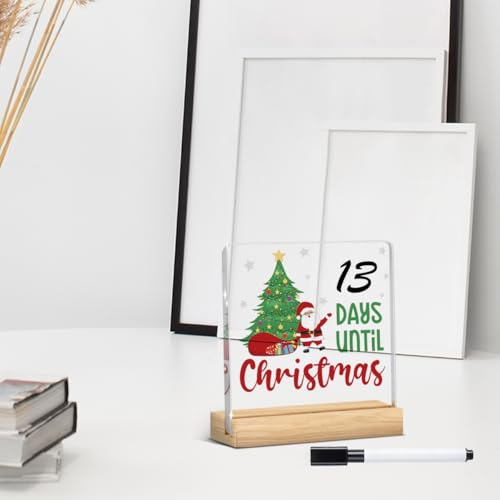 Christmas Days Until Countdown Sign with Stand - Holiday Desk Decor - Santa Xmas Gift