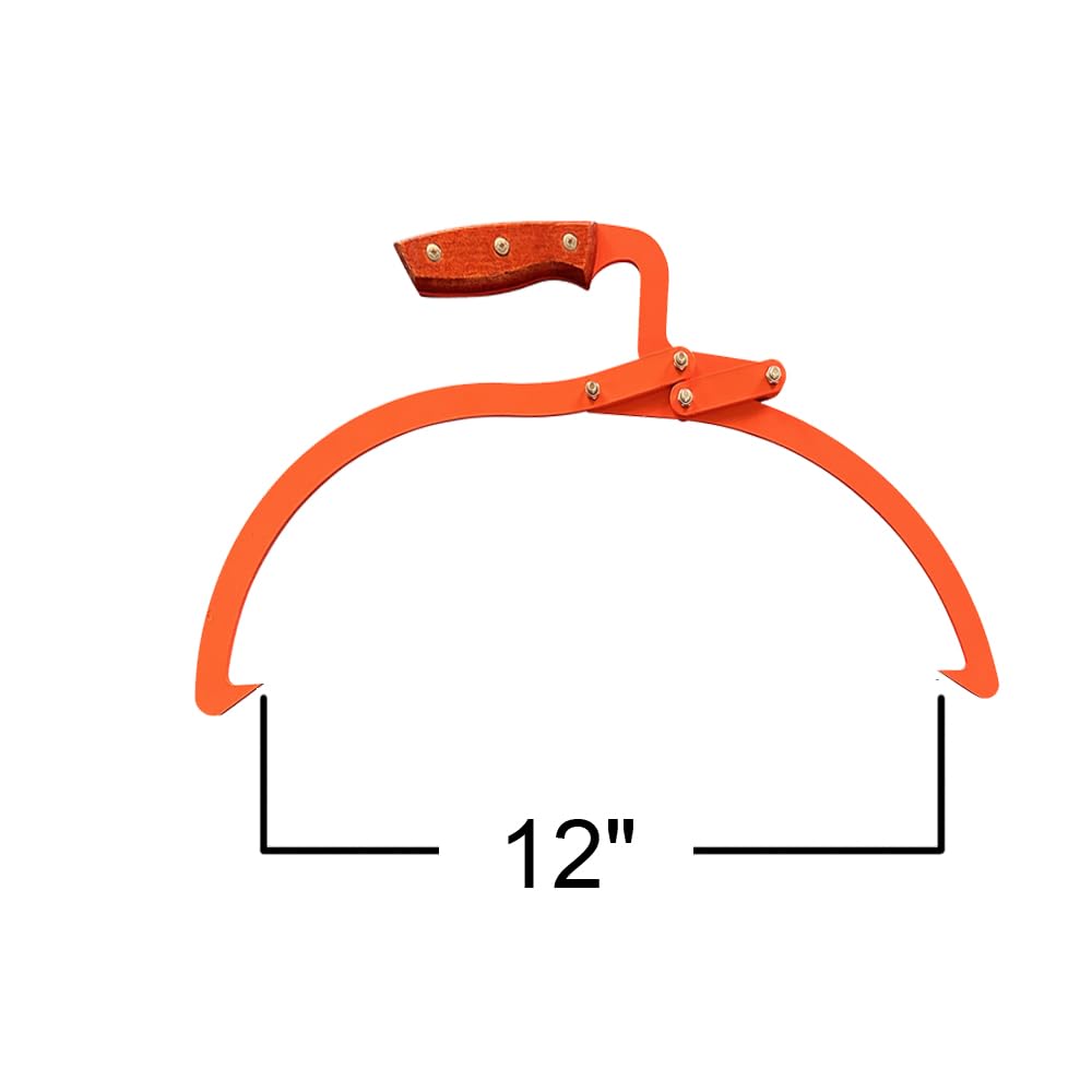 Wood Handle 2 Claw Skidding Tongs Non-Slip Grip, Log Lifting, Handling, Dragging & Carrying Tool (12 in)