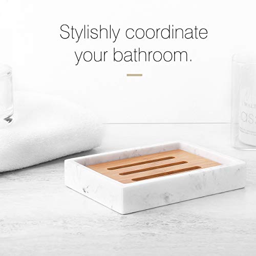 Luxspire Bamboo Soap Dish with Drainage - Durable Resin Holder