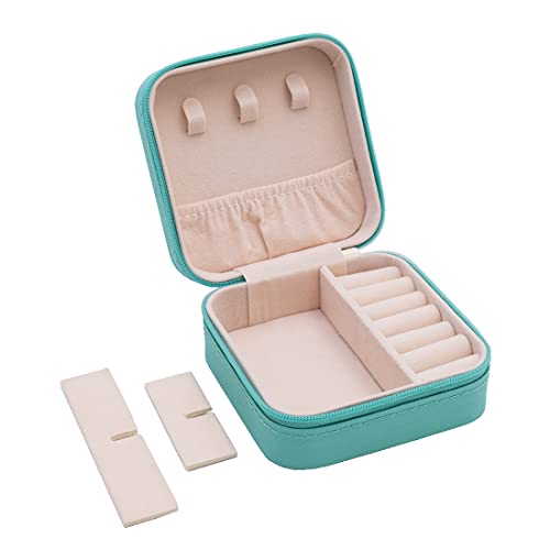 TRODANCE Mini Jewelry Travel Case - Portable Organizer for Rings, Earrings, Necklaces (Blue)