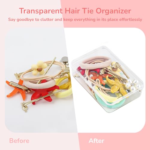 BATTIPAW Clear Hair Tie Organizer - 6PCS Mini Storage Box