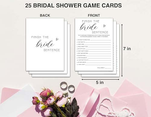 Minimalist Bridal Shower Game Cards - Finish The Bride Sentence 25 Pack