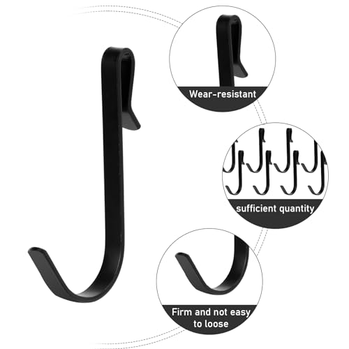 KALIONE 20 Pcs J Shaped Stainless Steel Hanging Hooks - Black