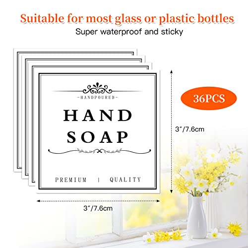 36PCS Waterproof Bottle Labels for Soap, Shampoo & Conditioners