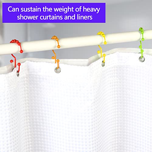 Double Glide Shower Curtain Hooks - Rust-Proof 304 Stainless Steel (Rainbow)